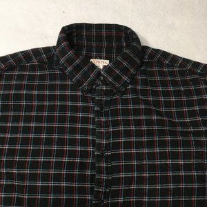 Merona Shirt Mens Large multi plaid dark Button Up Long Sleeve Casual 1996